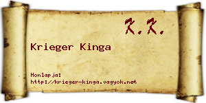 Krieger Kinga névjegykártya